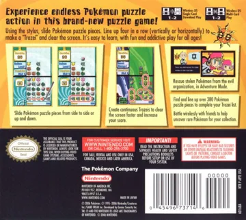 Pokemon Trozei! (USA) (Demo) (Kiosk) box cover back